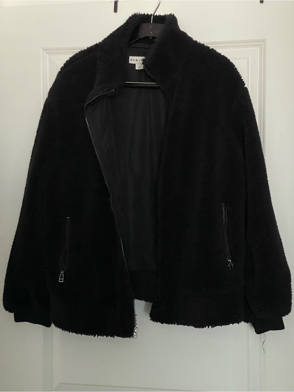Ava & Viv Black Teddy Sherpa Jacket-Size 1X